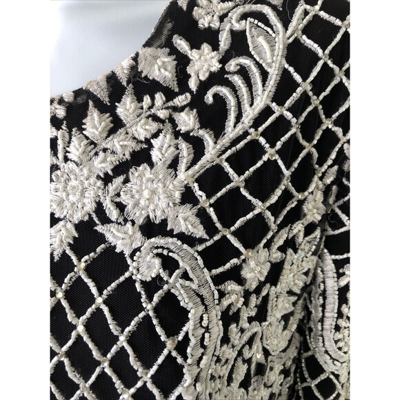 Unbranded White/Black Lace Overlay Feather Detail Lined Dress No Size Tag *Read* - Picture 13 of 13